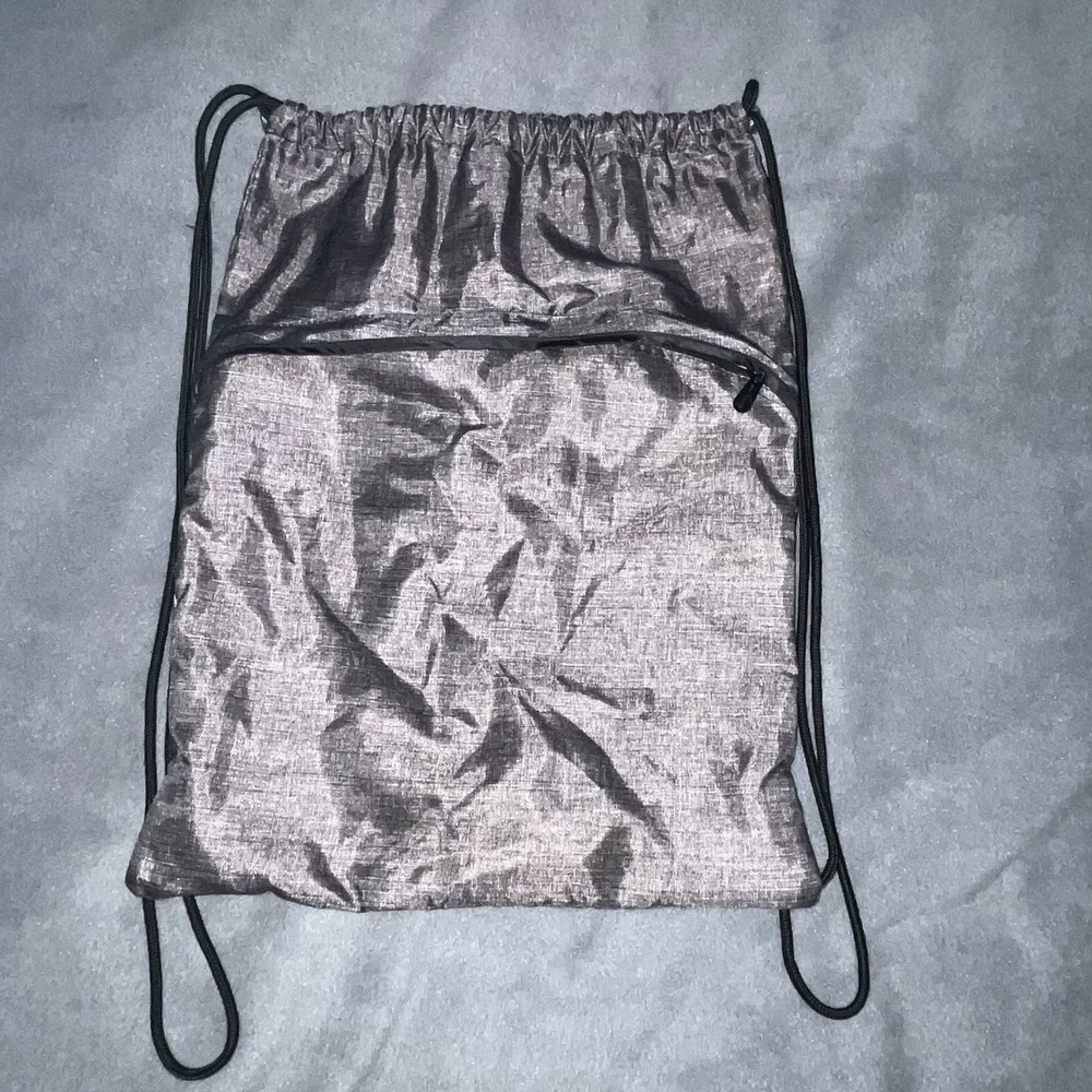Thirty-One Cinch Sac Bag Drawstring Backpack Charcoal Gray